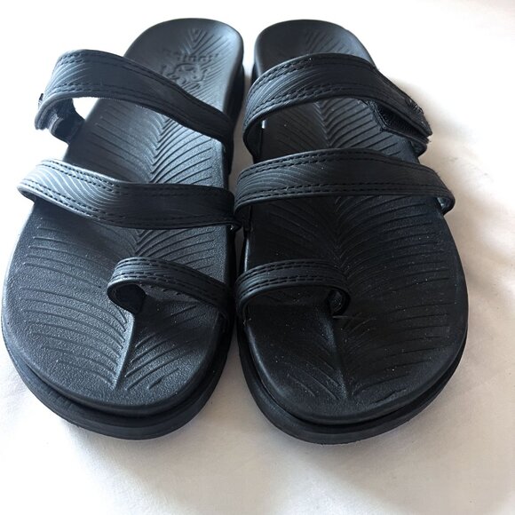 KuaiLu Black Orthotic Slide Arch Support Hook Loop Flat Slide On Sandals 9 - Picture 5 of 11